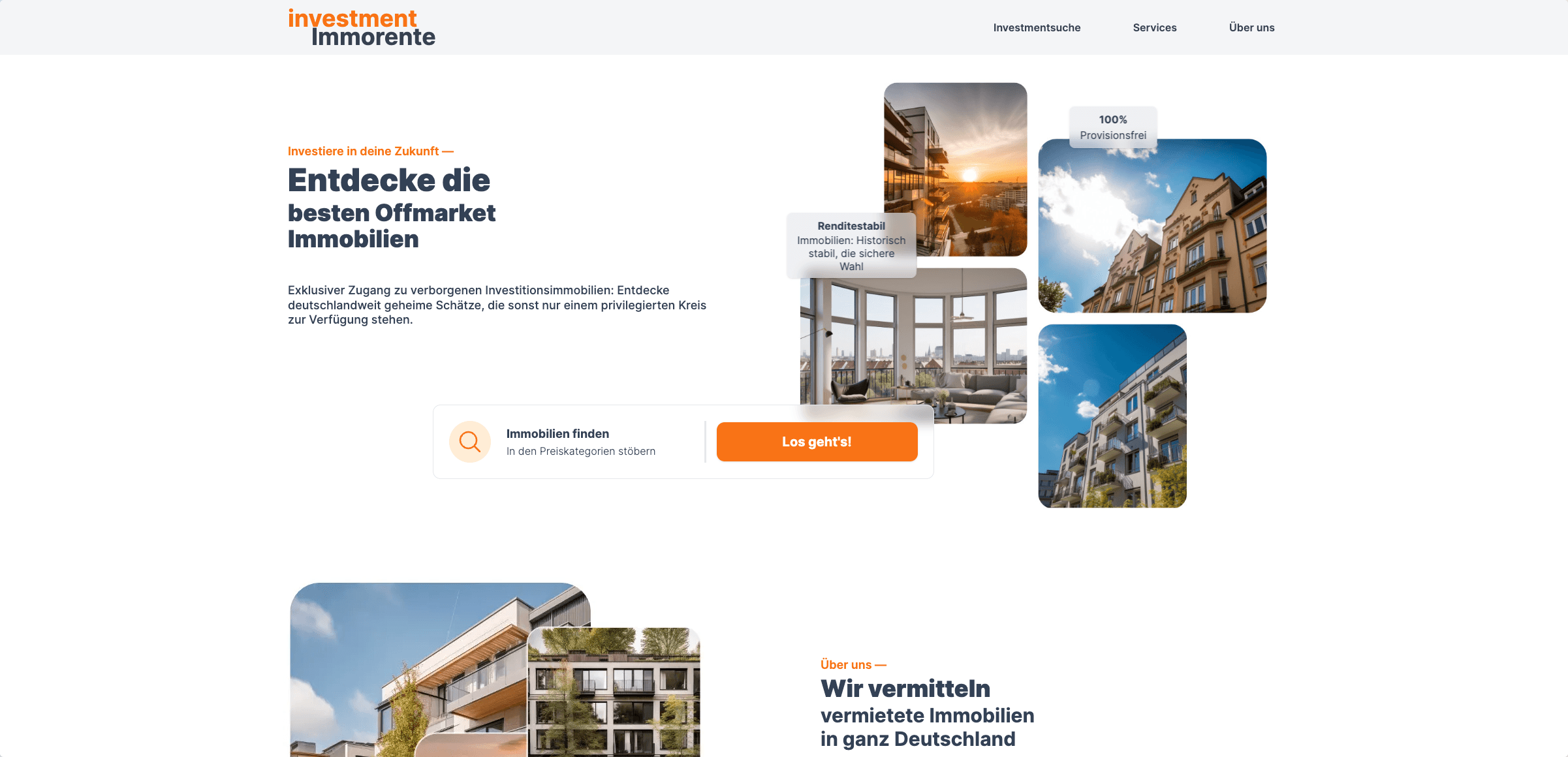 Bild der Website Investment Immorente